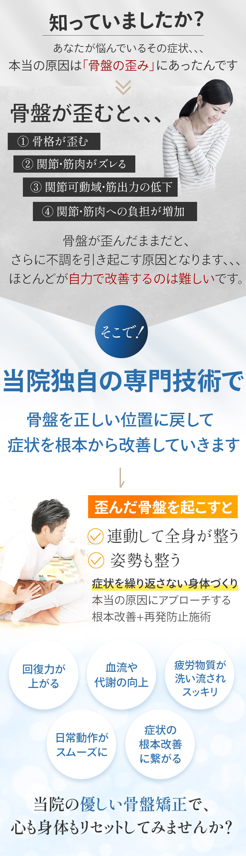 症状の本当の原因は骨盤の歪みにあったんです