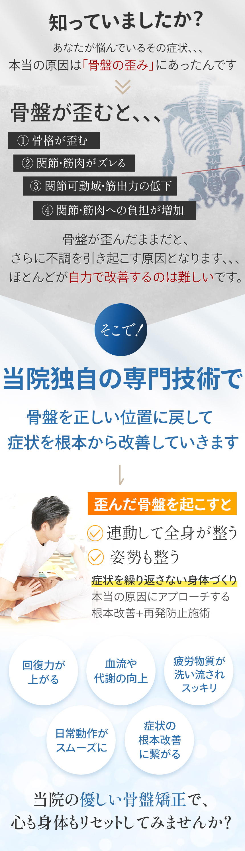 症状の本当の原因は骨盤の歪みにあったんです